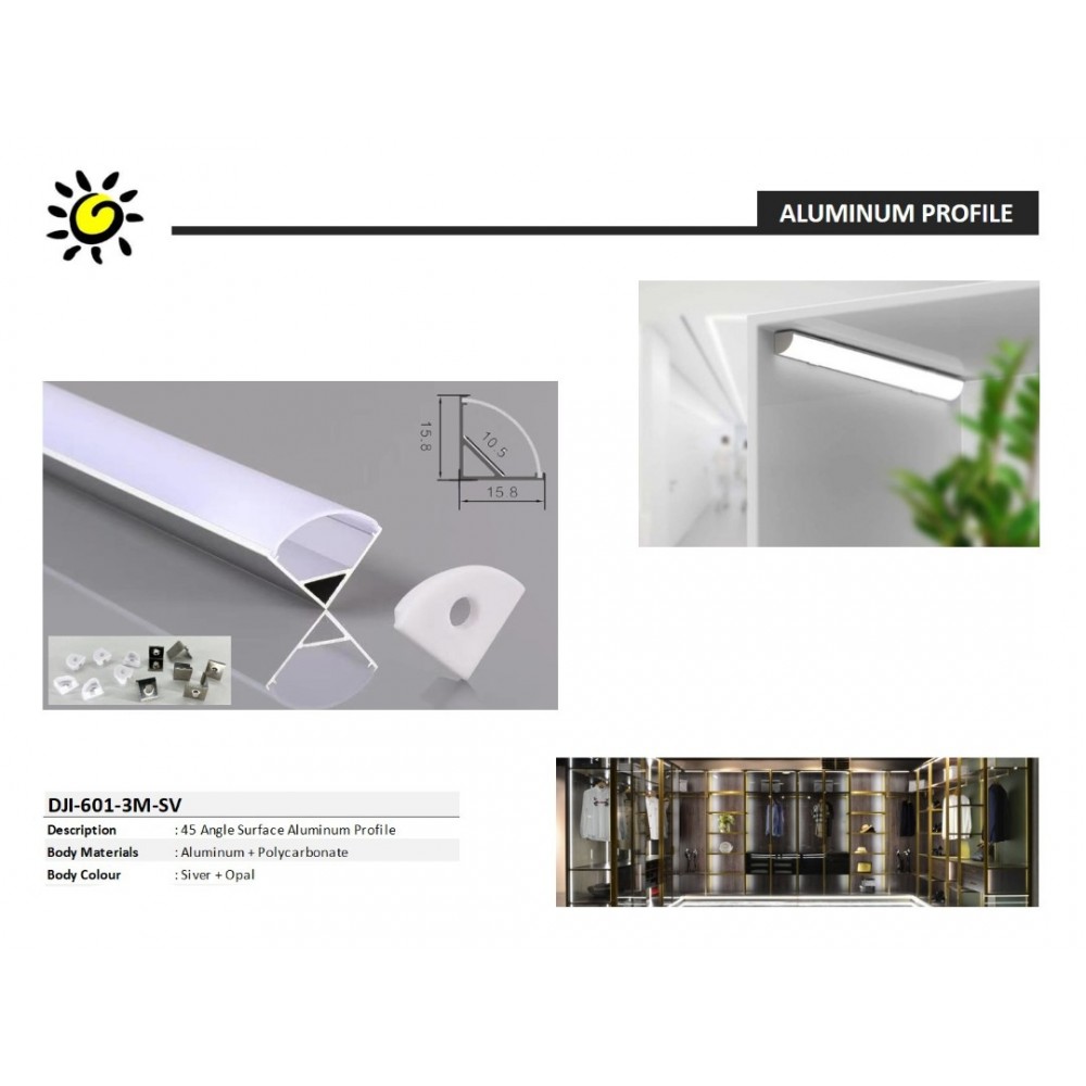 DJI-601-3MTR 45° ANGLE SURFACE ALUMINIUM PROFILE