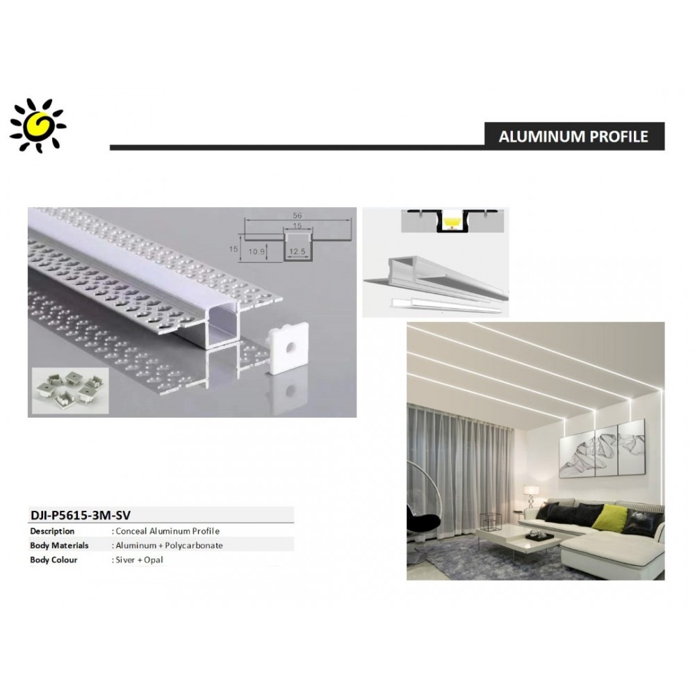 DJI-P5615-3MTR PLASTER CEILING ALUMINIUM PROFILE