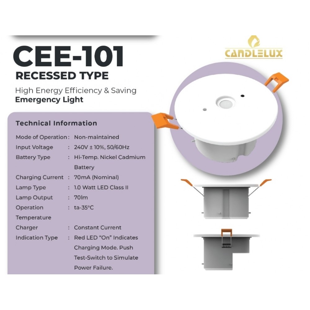 CANDLELUX CEE101 RECESSED EYE BALL EMERGENCY LIGHT